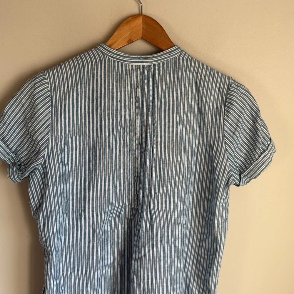 Faherty Gemina Blue Striped Linen Mini Dress XS
